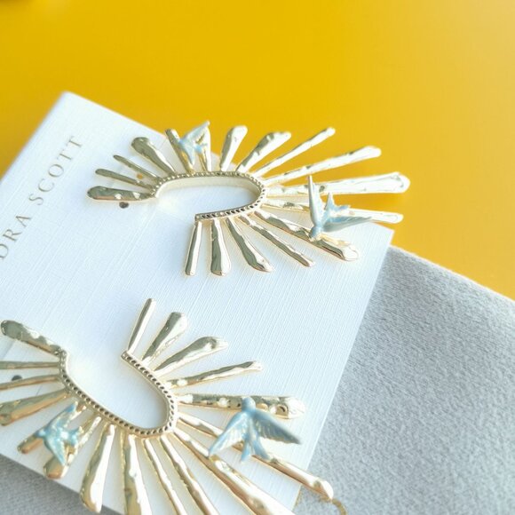 Kendra Scott Melody Gold Blue Enamel Hoop Earrings - Picture 2 of 3